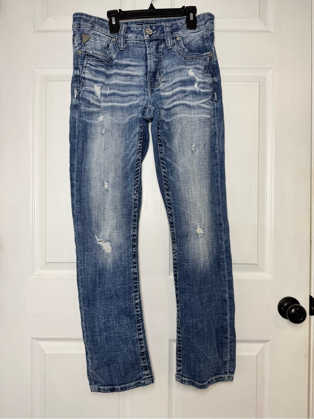 Salvage Men's Distressed Light Blue Straight Jeans